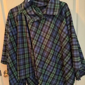 Plaid Button-Up Cape